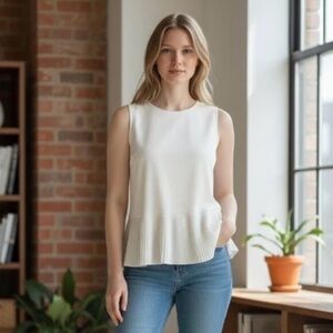 Spanx Off White Air Essentials Sleeveless Peplum Top Size M